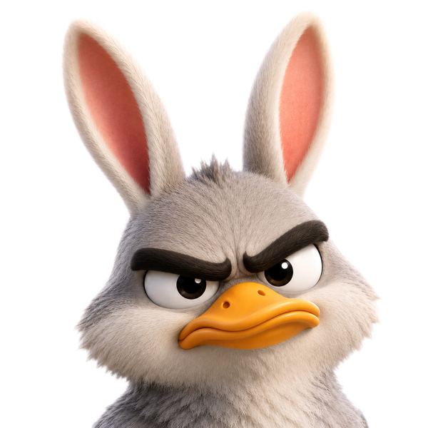 Hooray mascot, looking stubborn