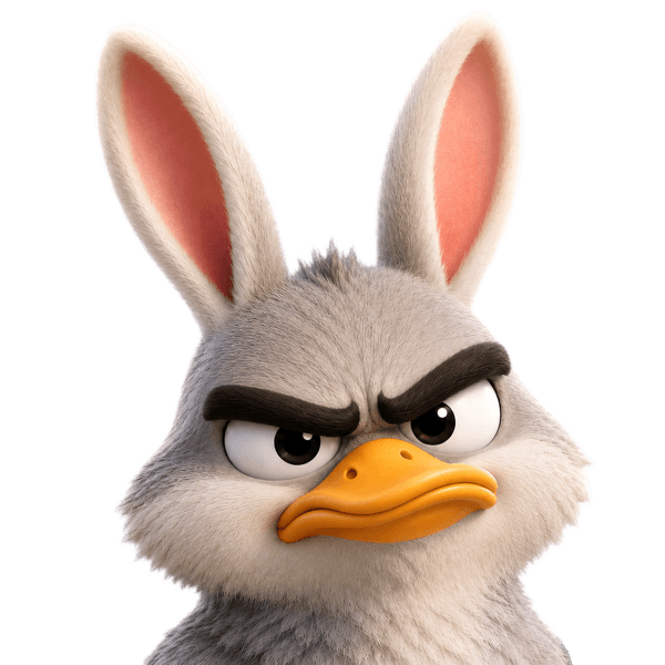 Hooray mascot, looking stubborn