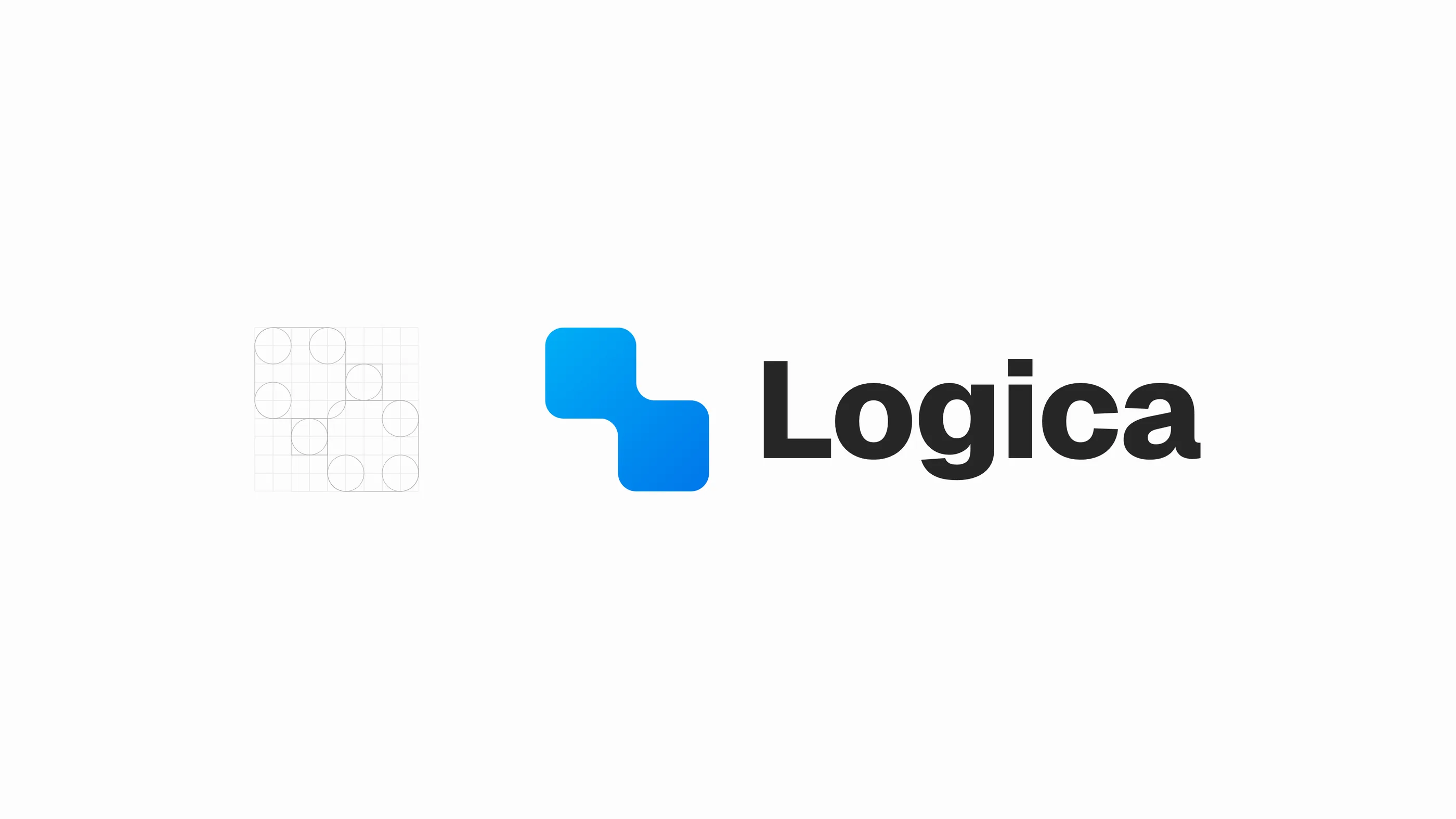 Logica identity system showing refreshed mark and component examples