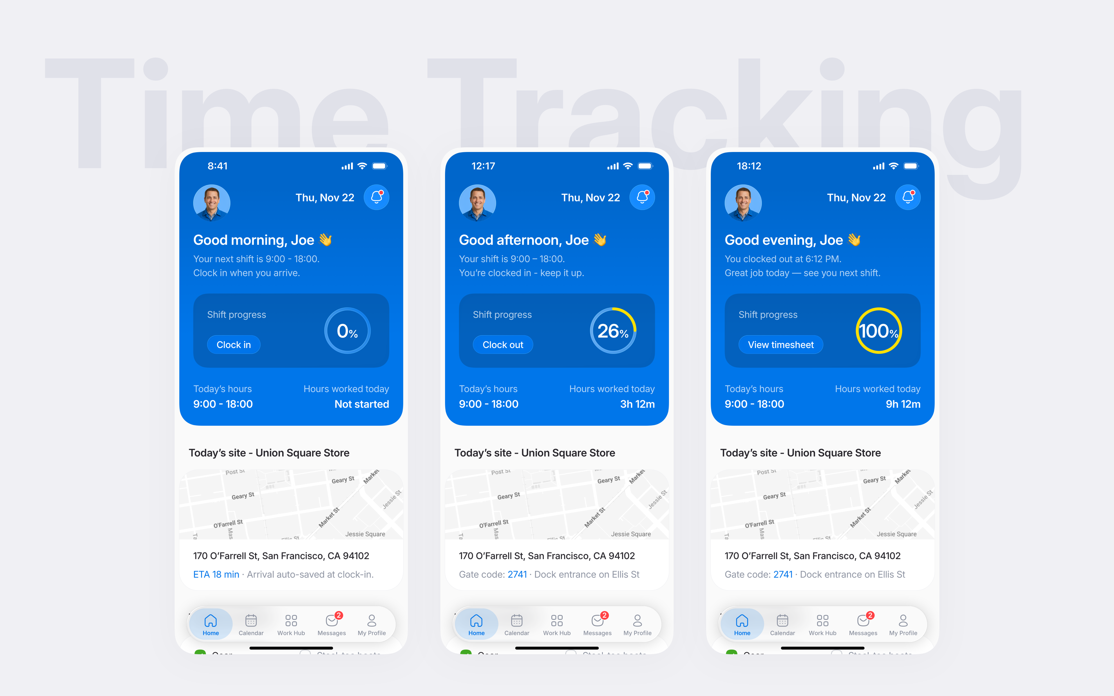 Time off request flow showing inline policies